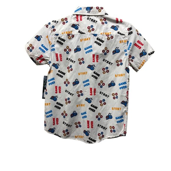 Straightfaded Boys Video Game Print Button-Up Shirt 10/12 Colorful Gaming Icons - Picture 2 of 5